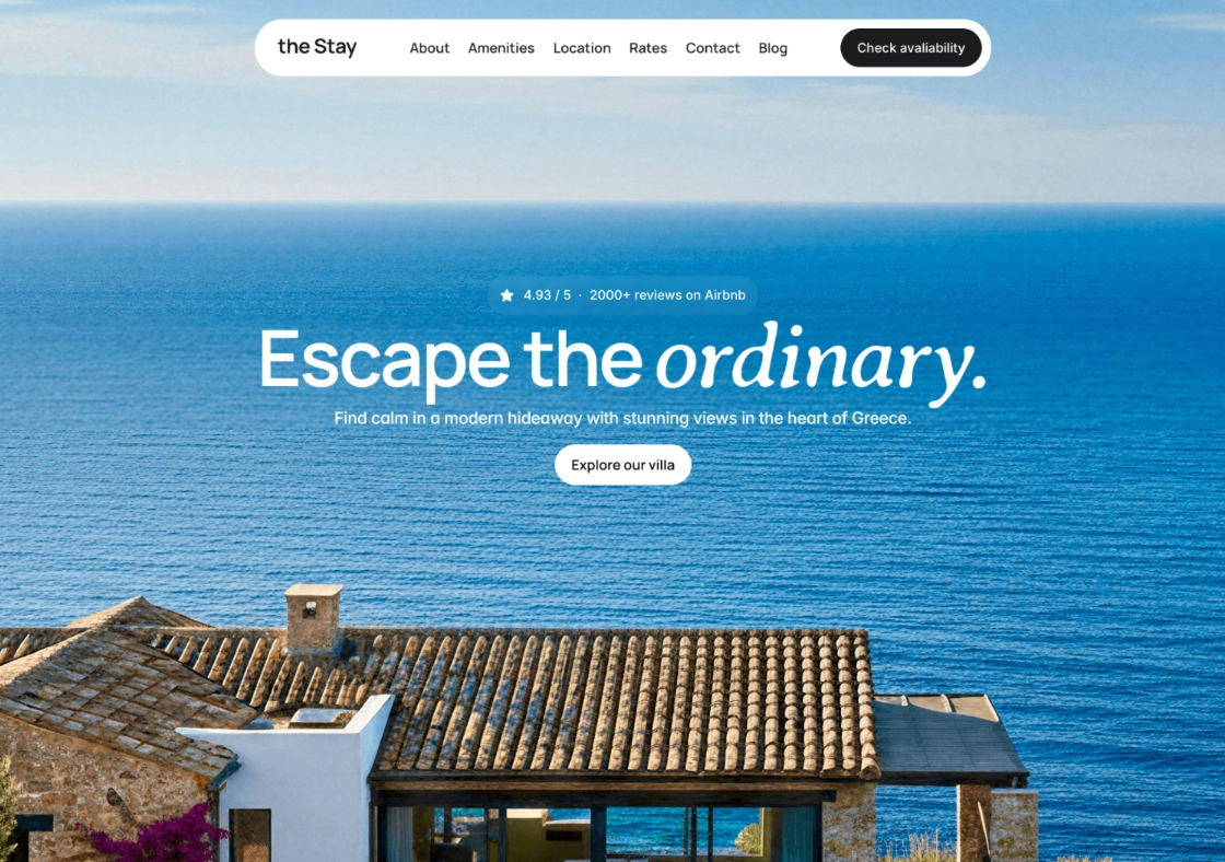 The Stay website design direction